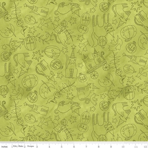 Halloween Whimsy Quilt Fabric by Riley Blake Designs - Icons Parchment : C11823-Green