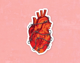 Heart with Barbed Wire Sticker, Edgy Heart Sticker