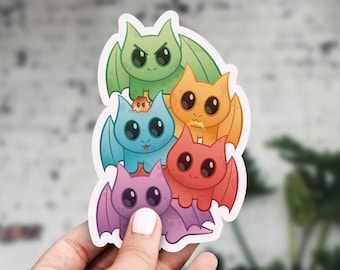 Pegatinas de dragones de colores, dragones de arcoíris, pegatinas de fantasía, pegatinas de la familia de dragones