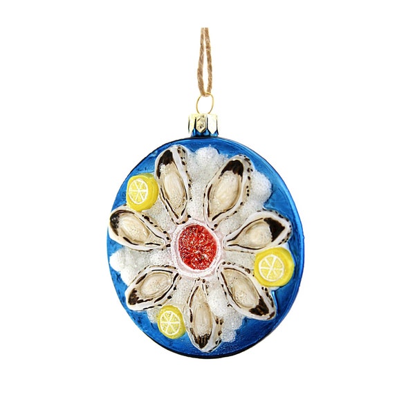 Plate of Oysters Glass Ornament