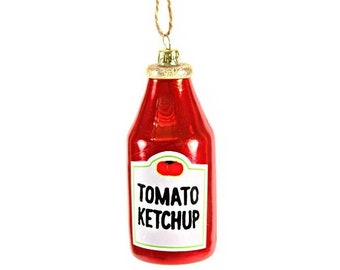 Ketchup Bottle Glass Ornament