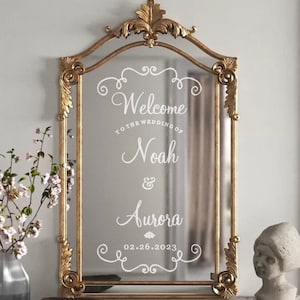 DIY Personalized Wedding Mirror Sticker | Wedding Welcome Decal Vinyl | Custom Party Signs | Customized Entrance Sign | Mock Up + Official