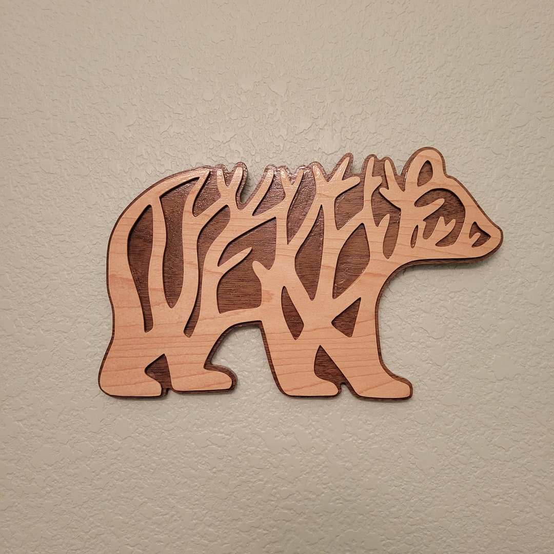 Rustic Wooden Bear Wall Art Etsy