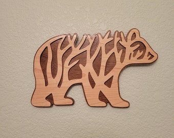 Rustic Wooden Bear Wall Art