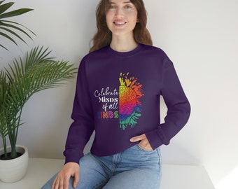 Celebrate Minds of all Kinds | Inclusion Unisex Heavy Blend Crewneck Sweatshirt | Educator gift | Inclusion Matters | Human Rights