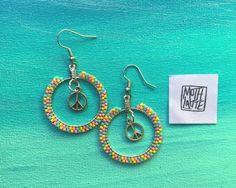 Pendientes de cuentas métis - "Paz pastel"