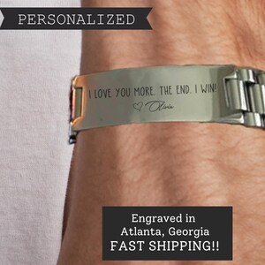Custom Engraved Couples Bracelets, Personalized Gift for Him or Her, Anniversary or Wedding Day Present for Husband, Custom Name Bracelet