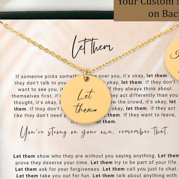 Let Them Necklace - Encouragement and Motivational Gift with Positive Saying for Friend - Self Love Daily Affirmation Addiction Recovery