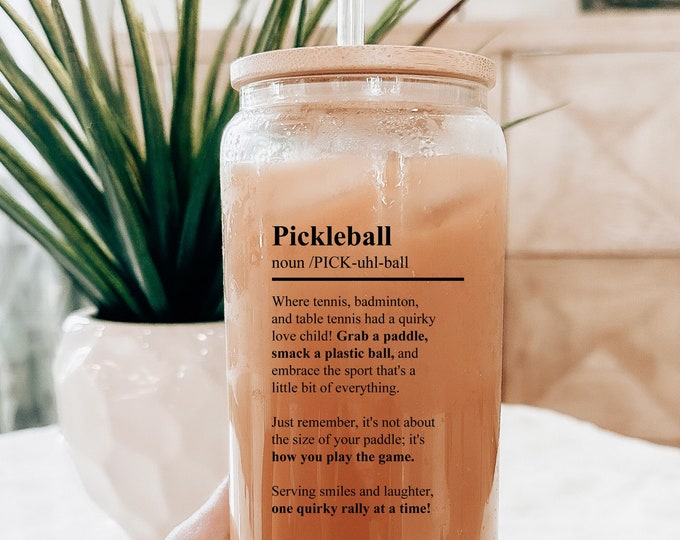 Pickleball Definition Glass Mug - Funny Pickleball Gift for Her Birthday Mother's Day or Game Day - Grandma Gift Pickleball Tumbler