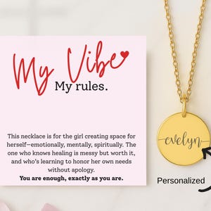 Personalized Name Necklace My Vibe Rules for Self Care Mental Wellness Gift for Her Christmas Gift Idea Inspirational Jewelry for Self Doubt