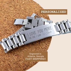 Personalized Anniversary Gift for Him, Wedding Day Present for Husband, Custom Name Bracelet, Boyfriend Gift, Girlfriend Gift, Valentine&#39;s