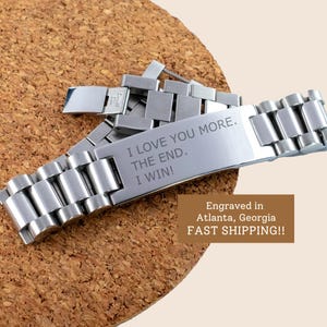 Anniversary Bracelet for Men and Women, I Love You More Engraved Keepsake for Him, Custom Name Bracelet, Girlfriend Gift, Boyfriend Gift