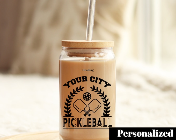 Pickleball Club Glass Can Personalized With Your City or Team Name, Custom Pickleball Mug, Pickleball Lover, Pickleball Gift