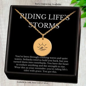 Ocean Wave Necklace – Strength Gift for Women, Cancer Support or Post Surgery Recovery Jewelry, Resilience Encouragement Gift