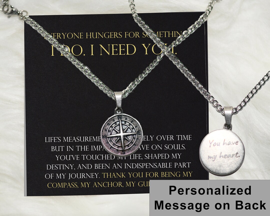 Engraved Compass Necklace Gift for Friends and Book Lovers Etsy