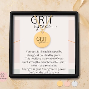 Grit and Grace Necklace Gift for Women, Encouragement Jewelry, Mental Health Support, Strength Reminder, Custom Back Engraving