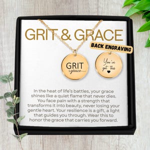 Grit and Grace Necklace Gift for Women Resilience Sobriety Miscarriage Grief Encouragement Jewelry