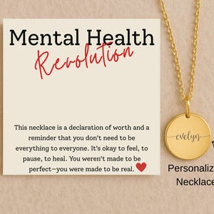 Mental Health Revolution Personalized Name Necklace for Self Love Gift for Friends Graduation Gift Idea Inspirational Jewelry for Anxiety