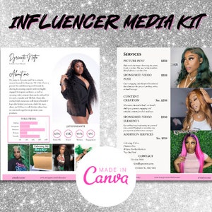 2 Page Media Kit Template Pink Instagram Rate Sheet Template Editable Blogger Press Kit Tiktok Media Kit Editable Canva Instagram Media Kit
