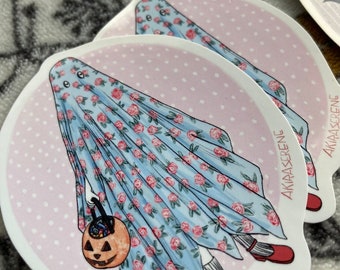 Vintage Ghost Girl Vinyl Sticker // Halloween Costume Stickers // Vinyl Stickers