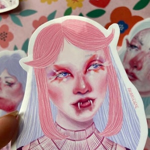 Pink Vampire Sticker // Halloween Stickers // Vinyl Stickers