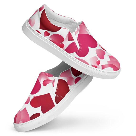 Heart Love Slip Ons, Pink Love Hearts Kicks, Valentine Shoes  display picture 2