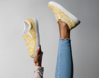 Yellow Springtime Slip ons, Yellow Spring Egg Kicks, Yellow Easter Shoes, Best Shoe, Easter Day, Perfect Egg Women’s slip-on canvas shoes