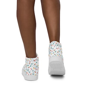 Women&#39;s Holiday Lights High Top Shoes, Ladies Holiday Sneakers with Lights, Christmas Lights Women&#39;s High top canvas shoes