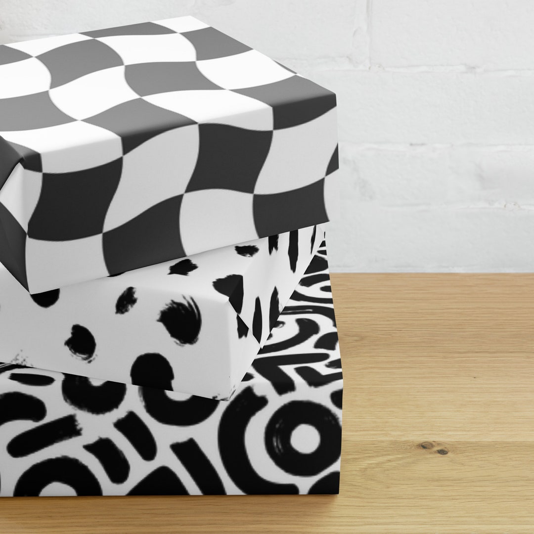 Black White Wrapping Paper Sheets - Etsy