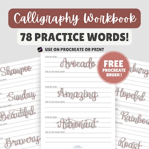 Digital Hand Lettering Worksheets, Procreate Workbook Bundle, Calligraphy Tracing, iPad Lettering, Procreate Lettering, Procreate Brush