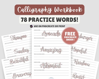 Procreate Calligraphy Workbook: Hand Lettering Practice (Digital Download)