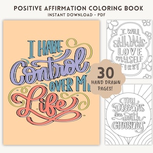 Kleurplaten positieve affirmatie voor volwassenen: citaten over zelfliefde (afdrukbare pdf-download)