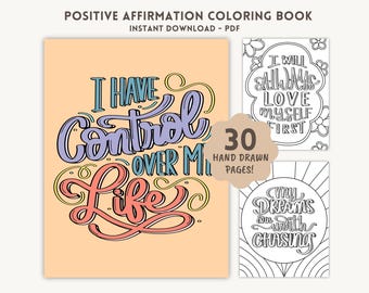 Positive Affirmation Coloring Pages for Adults: Self-Love Quotes (Printable PDF Download)