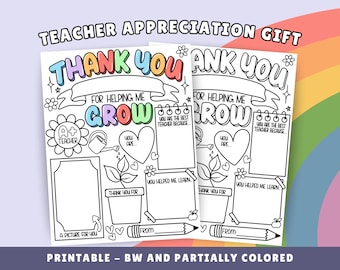 Teacher Appreciation Coloring Page: Thank You Gift Printable (Digital Download)