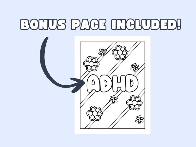ADHD-målarbilder: Rolig aktivitet för psykisk hälsa, stresslindring (PDF-nedladdning) bild 2