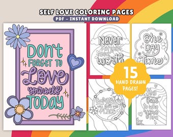 Self Love Coloring Pages: Mindfulness Art, Anxiety Relief (Printable -PDF Download)