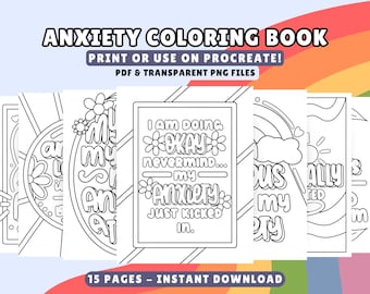Mental Health Coloring Book: Anxiety Relief, Quote Designs (PDF Download + Procreate Palette