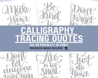 Procreate Lettering Workbook: Calligraphy Tracing with Brush (Printable Digital Download)