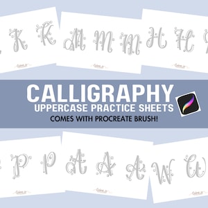 Planilhas de Procreate Digital, Caderno de exercícios de caligrafia Procreate, Prática de caligrafia Lettering, Folhas de prática de lettering à mão, Folhas de rastreamento