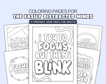 ADHD Coloring Pages: Funny Mental Health Activity, Stress Relief (PDF Download)