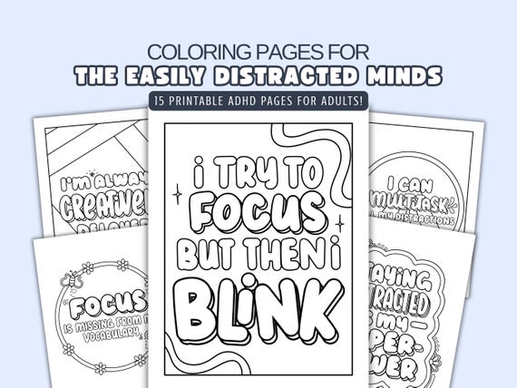 ADHD Coloring Pages: Funny Mental Health Activity, Stress Relief (PDF Download)