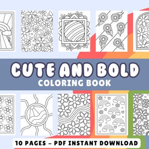 Bold And Easy Coloring Pages, Simple Coloring Page, Cute Flower Coloring Book For Adults and Teens, Anxiety Stress Relief, Relaxing Activity