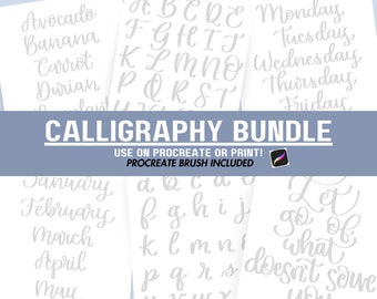 Paquete de cuadernos de caligrafía digital: Pincel para Procreate, Trazado A-Z (Descarga en PDF)