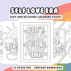 Kleurplaten zelfliefde: motiverende positieve affirmaties (afdrukbare pdf)