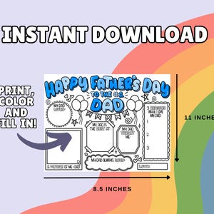 Father’s Day Printable Coloring Page, Kids Gift for Dad, All About My ...