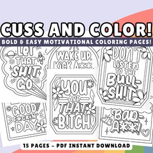 Swear Word Coloring Book, Bold and Easy Adult Coloring Pages, Motivational Quotes Coloring Book for Adults, Stress Relief, Curse Word Gift