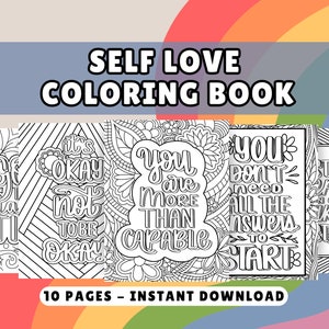 Kleurplaten zelfliefde: affirmatiecitaten, stressverlichting (afdrukbaar - pdf-download)