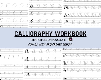 Procreate Modern Calligraphy Workbook: Lettering Practice Sheets, Procreate Brush (Digital Download)
