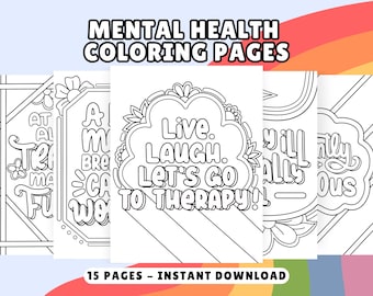 Mental Health Coloring Book Printable, Anxiety Coloring Pages for Adults, Anxiety Relief Coloring, Bold and Easy Coloring, Anxiety Quotes