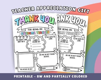 Teacher Appreciation Coloring Page: Thank You Gift (Printable - Digital Download)